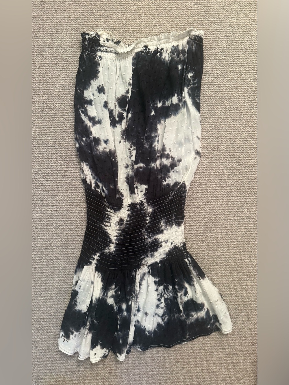 Women’s Navy & White Tie-Dye Strapless Mini Dress